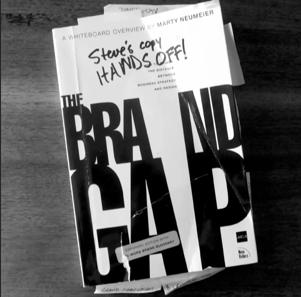 Steve Jobs's well-worn copy of Marty Neumeier's The Brand Gap